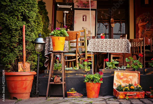  cafe decor in old european city