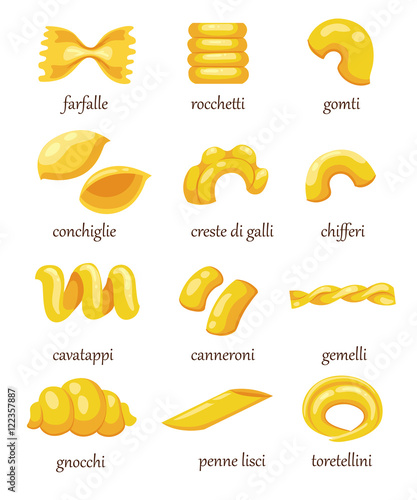 Macaroni set vector pasta collection italian food