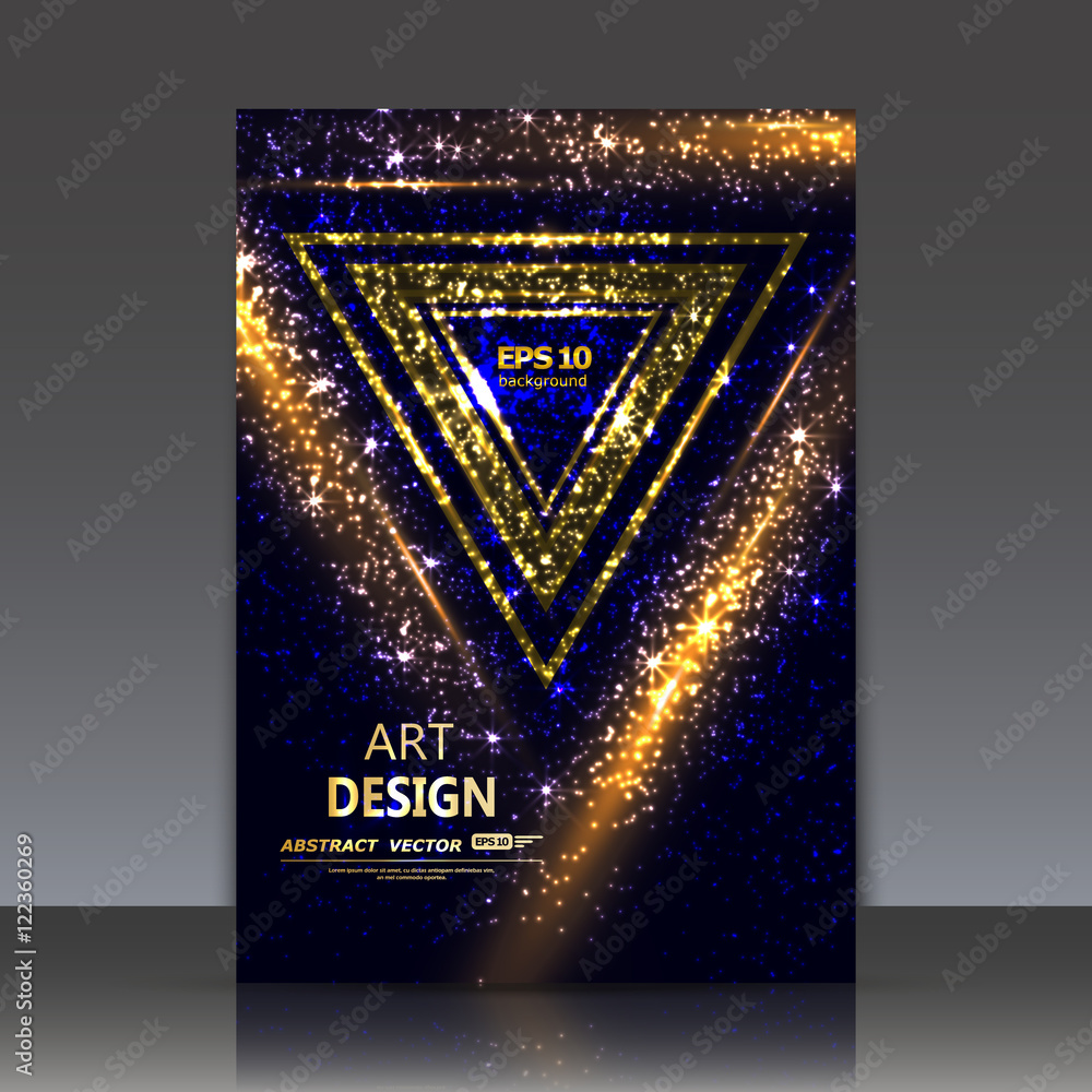 Abstract composition, shiny geometric shapes flare, visual light flash ...