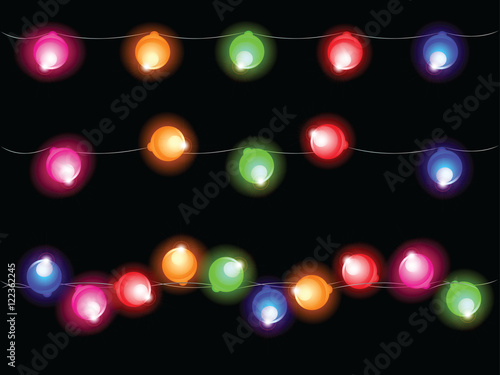 Bright Christmas garland glowing colored lights.Vector illustration.