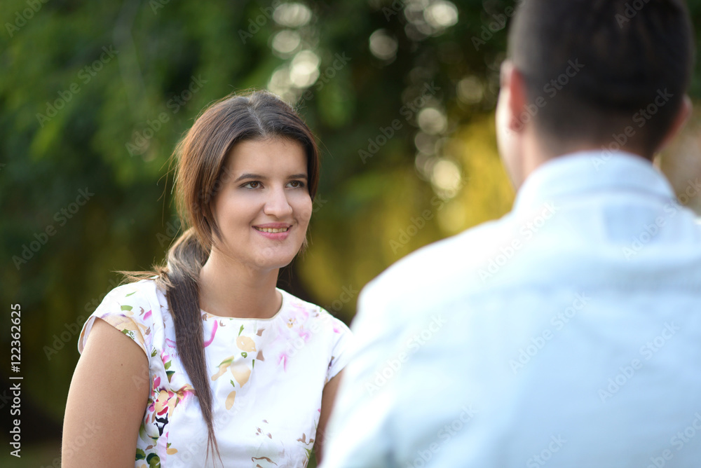 Beautiful woman having a conversation with interesting man Beautiful woman having a conversation with interesting man