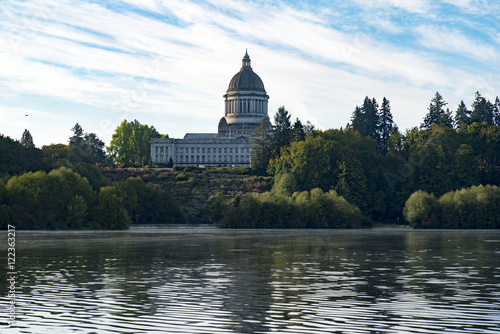 Washington State Capitol Lake With Bird Flying