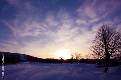 スキー場の夕景 © K.Kara