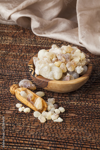 Frankincense  is an aromatic resin, used for religious rites, incense and perfumes