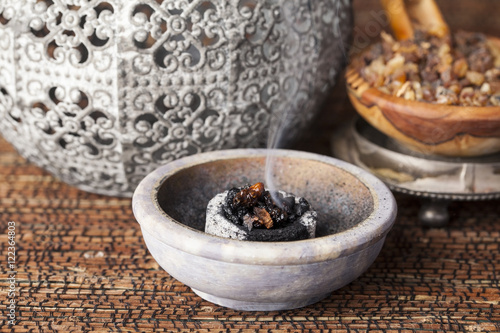 Myrrh is an aromatic resin, used for religious rites, incense and perfumes. photo