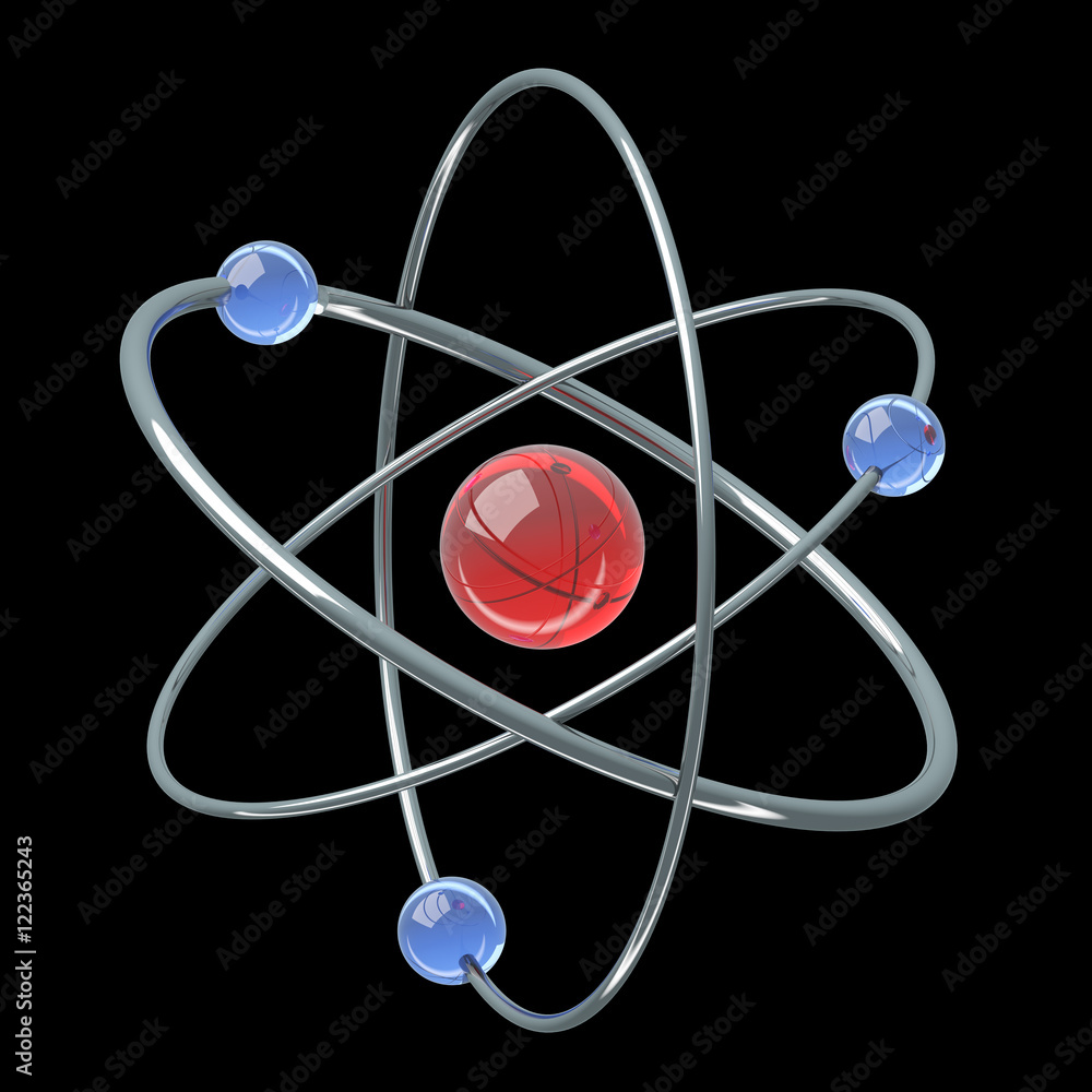 Orbital model of atom - physics 3D illustration Orbital model of atom - physics 3D illustration