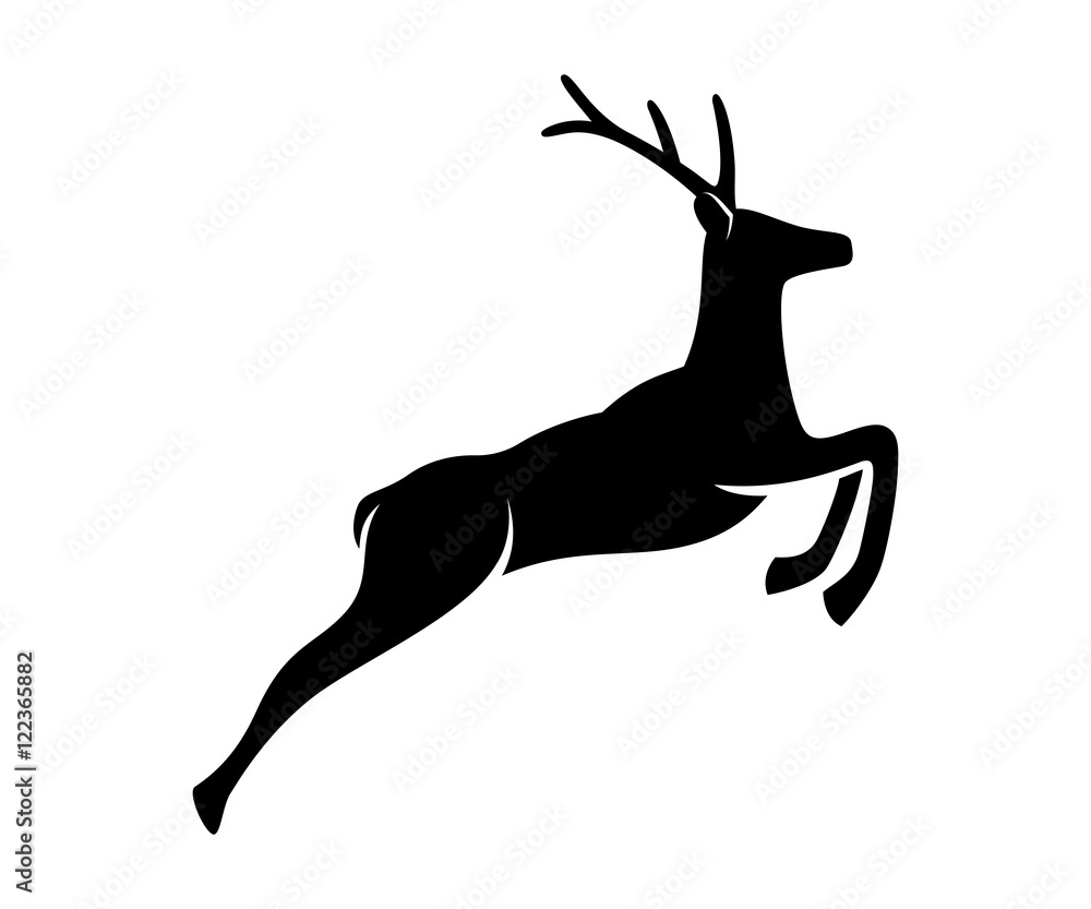 Fototapeta premium Jumping Deer - Vector silhouette