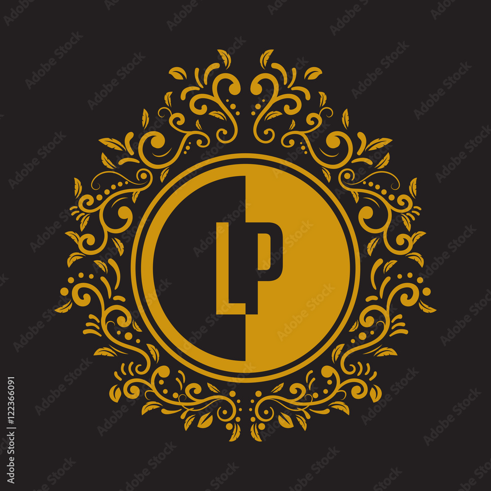 Naklejka premium INITIAL CIRCLE HALF vintage elegant luxury