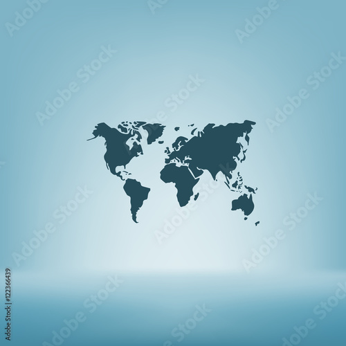 Flat paper cut style icon of World Map