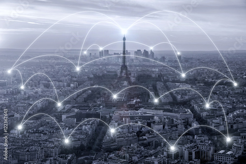 Network business connection system in Paris city in France