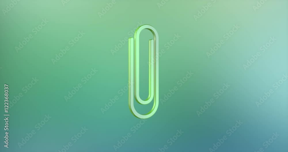 Animated Paperclip Color 3d Icon Loop Modules for edit with alpha matte