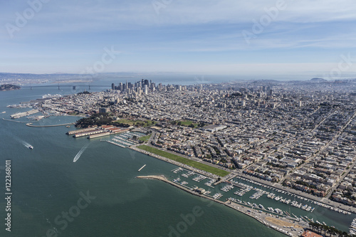 San Francisco Bay and City Afternoon Aerial View