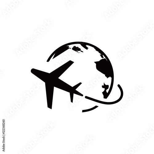 Plane Globe Icon stock vector illustration flat design