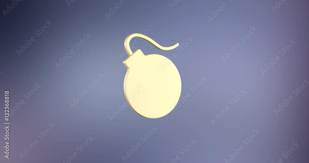 Animated Bomb Gold 3d Icon Loop Modules for edit with alpha matte
