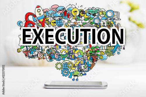Tablou pe pânză Execution concept with smartphone