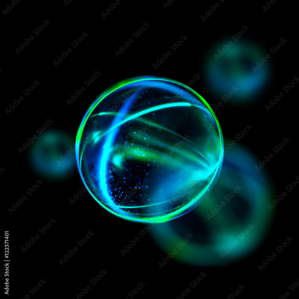 Atom icon. Shining nuclear model on dark background. Glowing energy balls. Atom icon. Shining nuclear model on dark background. Glowing energy balls.
