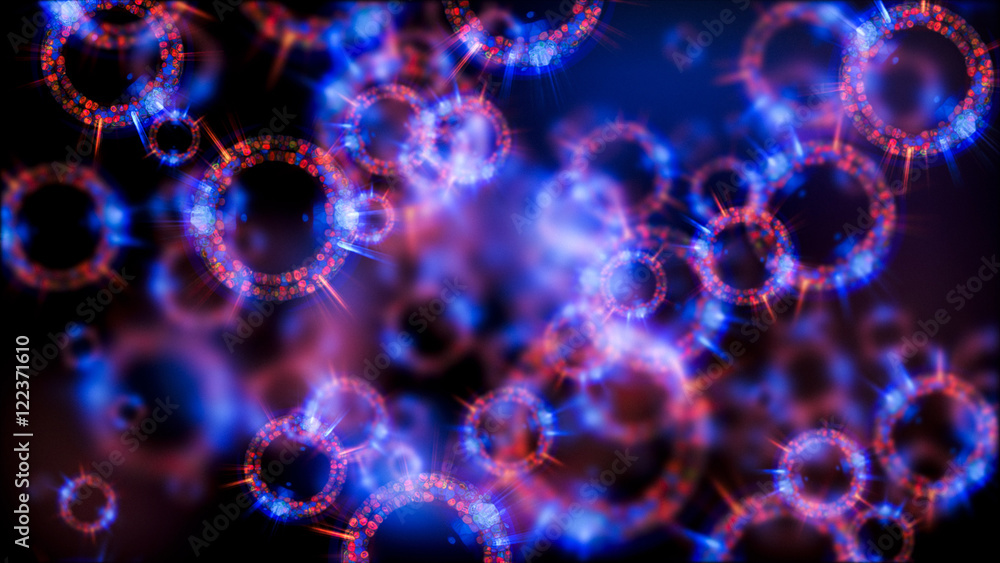 Atom icon. Shining nuclear model on dark background. Glowing energy balls. Atom icon. Shining nuclear model on dark background. Glowing energy balls.