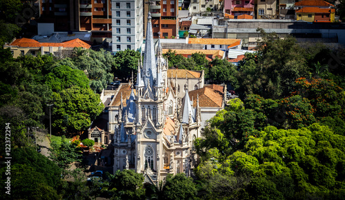 View of the city of Belo Horizonte, highlighting the Church of Boa Viagem. Belo Horizonte, Minas Gerais, Brazil. May 2016