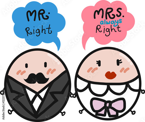 Mr. Right and Mrs. Always Right cartoon illustration