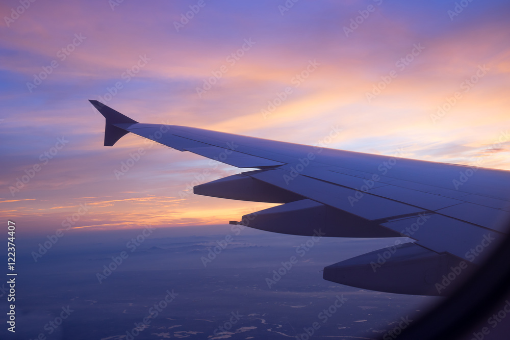 Sunset sky from the airplane window