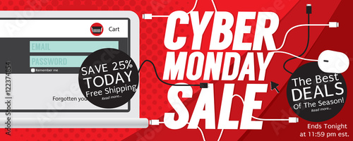 8000x3200 Pixel Cyber Monday Banner Vector Illustration