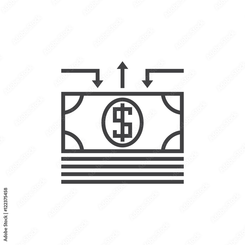 money flow line icon, Income and Expenses outline vector logo, linear pictogram isolated on white, pixel perfect illustration money flow line icon, Income and Expenses outline vector logo, linear pictogram isolated on white, pixel perfect illustration
