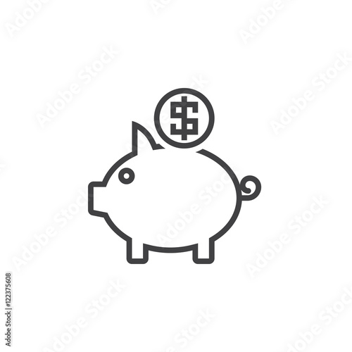 piggy bank line icon, outline vector sign, linear pictogram isolated on white, logo illustration