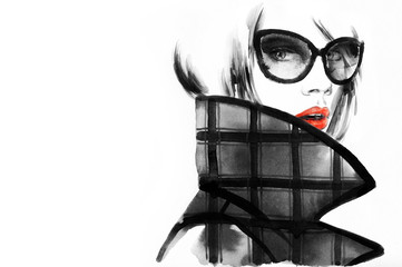 Leinwandbilder Aquarell Gesicht woman portrait .abstract watercolor .fashion background  © Anna Ismagilova