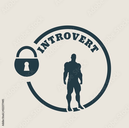 introvert simple icon metaphor. image relative to human psychology. muscular man in the locked circle