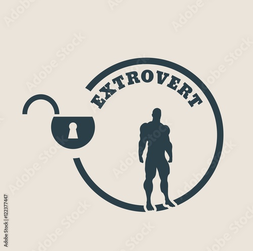 extrovert simple icon metaphor. image relative to human psychology. muscular man in the locked circle