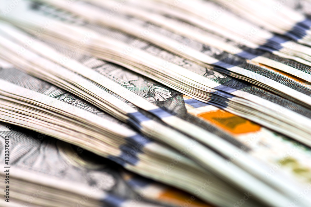 Lot of money. Selective focus