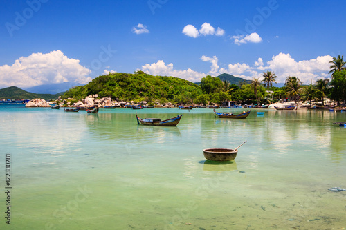 Xuan Dung beach, Van Phong bay, Khanh Hoa, Vietnam. From Nha Trang,driving some 50 km toward the north, you will have a chance to discover Van Phong Bay, a wild and typical small paradise in Khanh Hoa