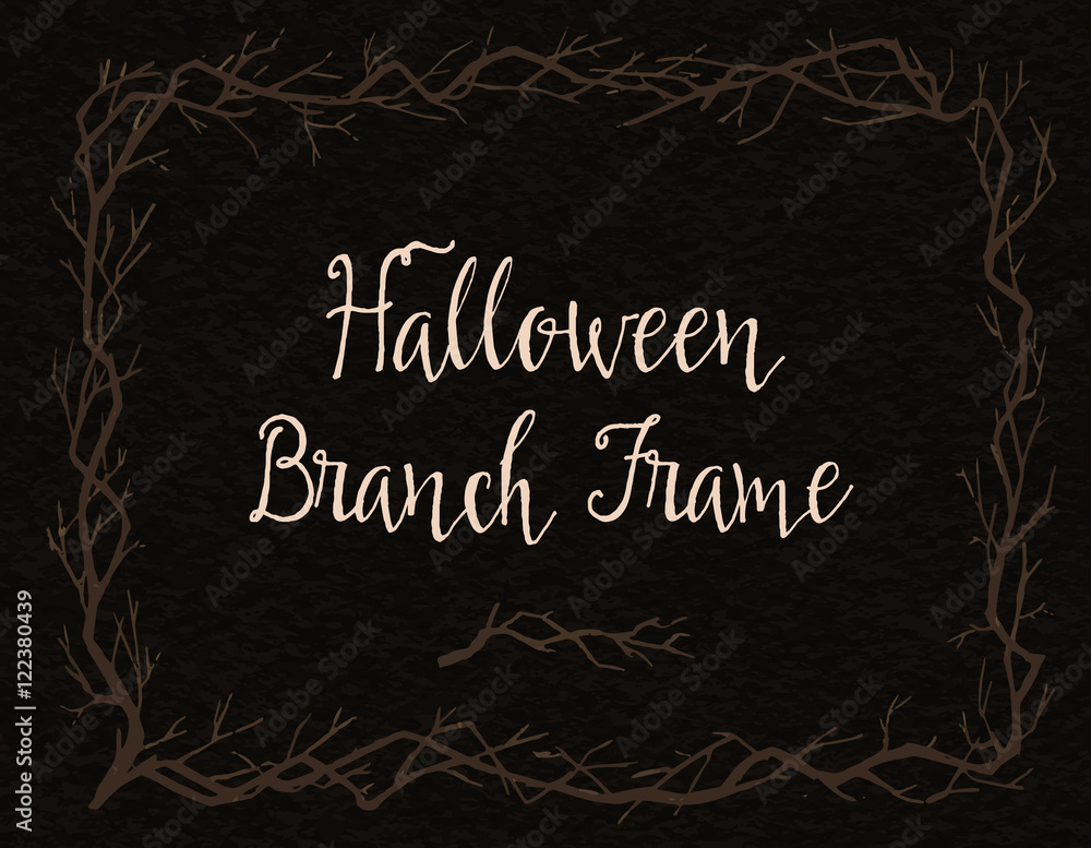 Spooky branch frame. Halloween hand-drawn decoration. Vector illustration. Spooky branch frame. Halloween hand-drawn decoration. Vector illustration.