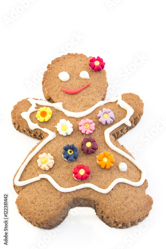 Gingerbread Cookie Woman Isolated on White
