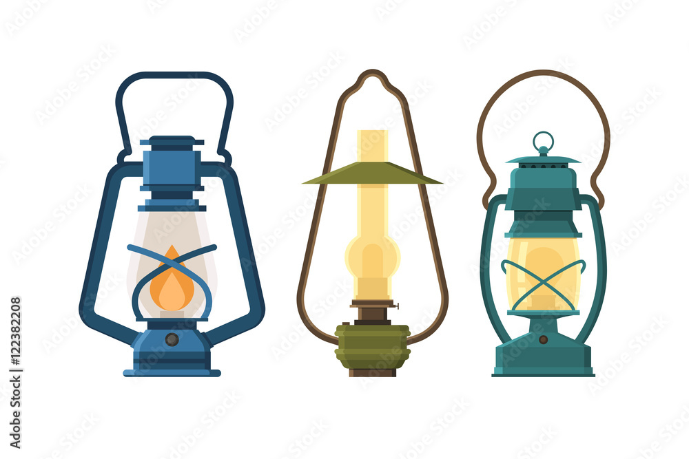 Ταπετσαρία Vintage oil lantern set isolated on white background