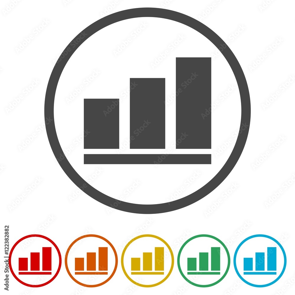 Icon of growing line graphs in checked circle