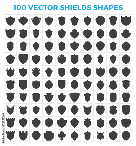 Set of shield shapes icons. Vector illustration