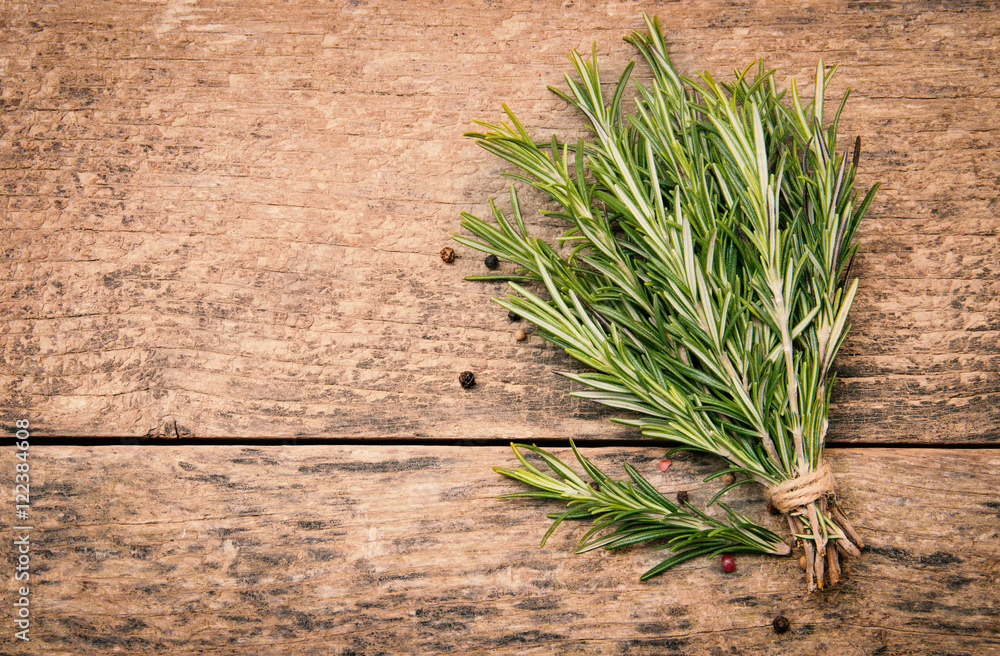 Rosemary bound on a wooden board Rosemary bound on a wooden board