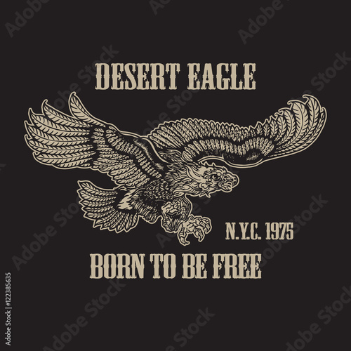 Vintage american eagle tee shirt graphic. Vector illustration
