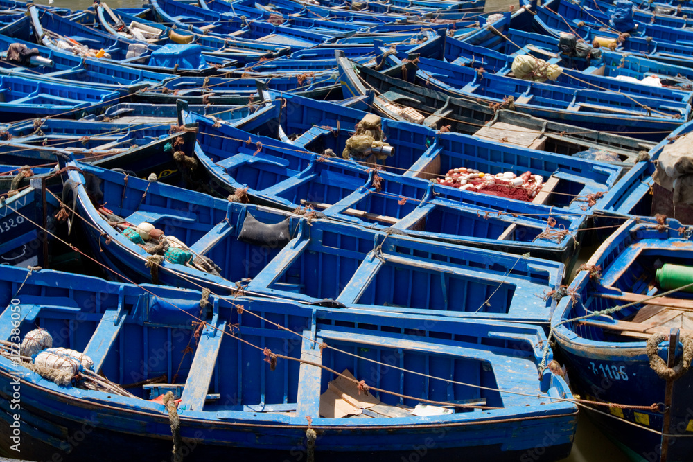 Blue fishing boat in Morocco