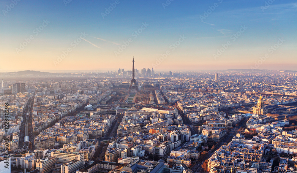 Fototapeta premium Panorama Paryż przy zmierzchem