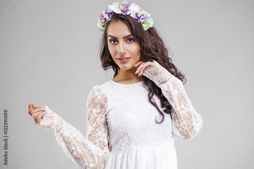 Young arabic woman in white sexy dress Young arabic woman in white sexy dress