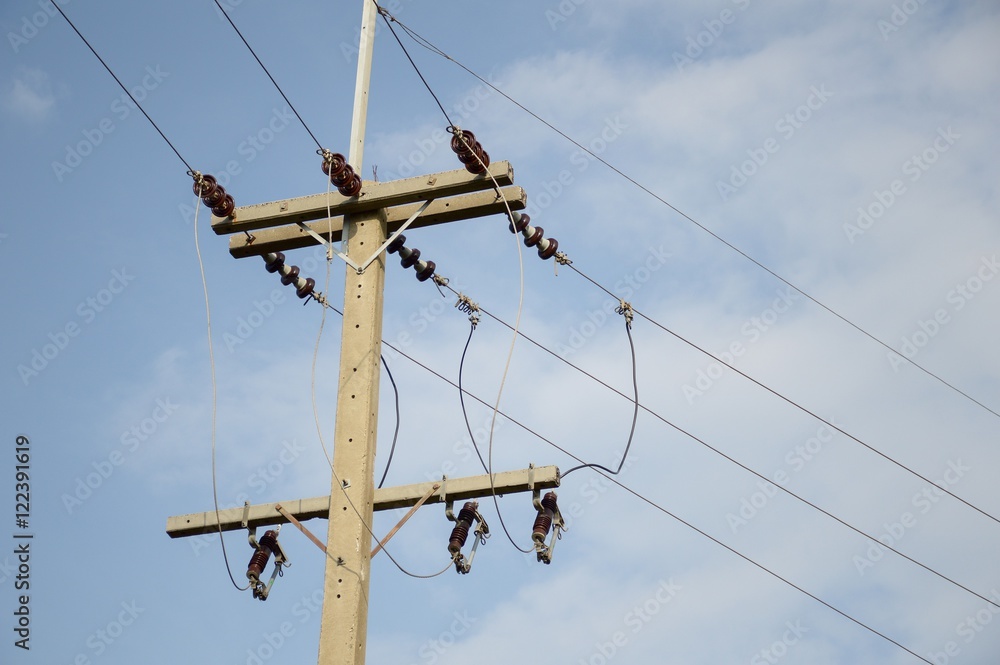 close up of an electricity pylons