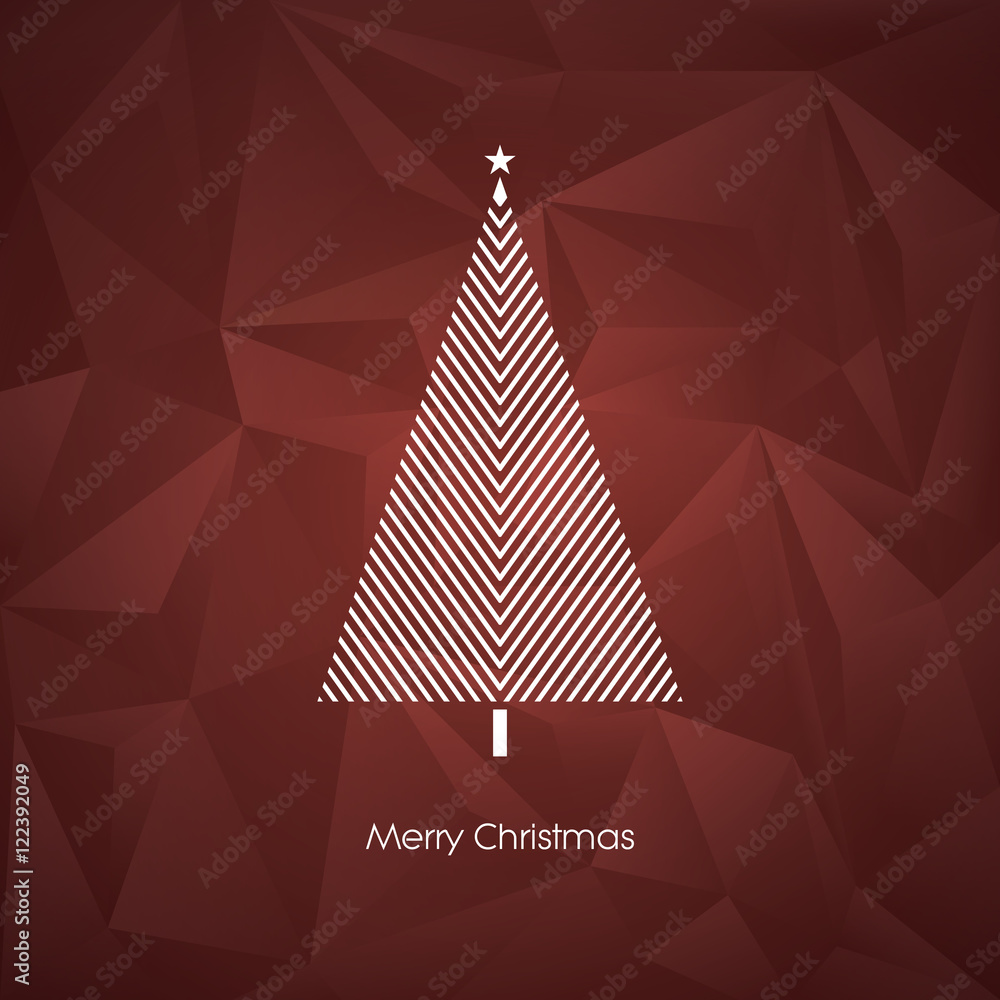 Modern abstract christmas tree vector card template with line art xmas