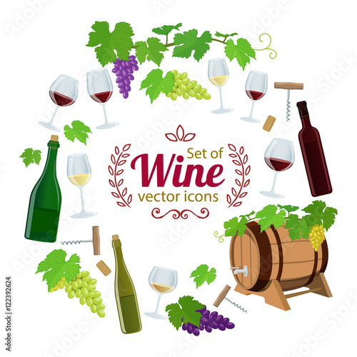 Round frame with wine icons