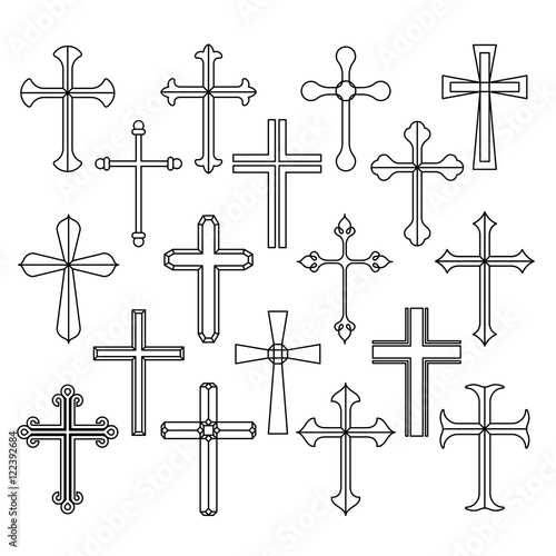 Christian cross icons set o...