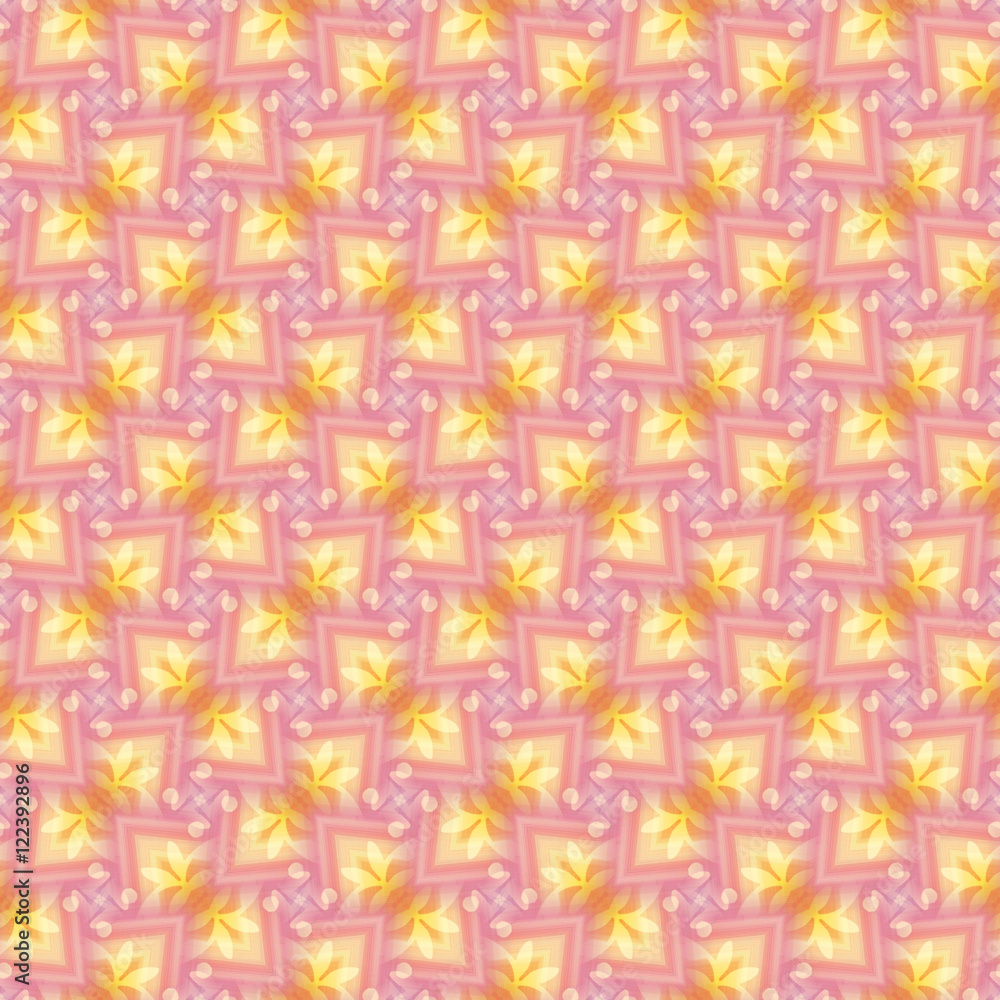 Abstract vegetable and geometrical seamless pattern, pink-yellow Abstract vegetable and geometrical seamless pattern, pink-yellow