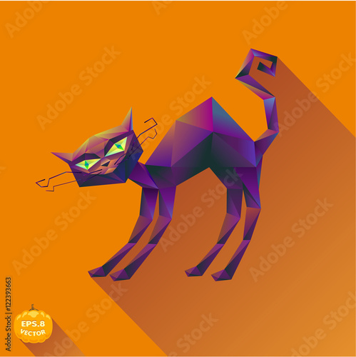 Halloween cat, polygonal. eps8