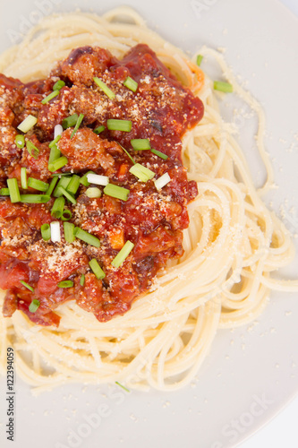 Spaghetti bolognese on a plate