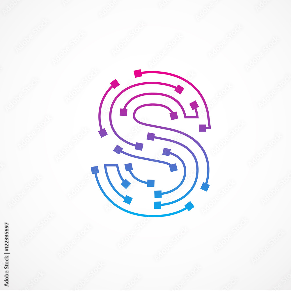 Abstract letter S logo design template,technology,electronics,digital